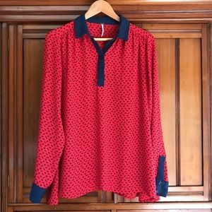 Free People Horse Print Blouse, Size M